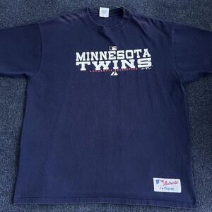 Vintage Minnesota Twins Shirt Mens XL Blue MLB Baseball Majestic Authentic Tee